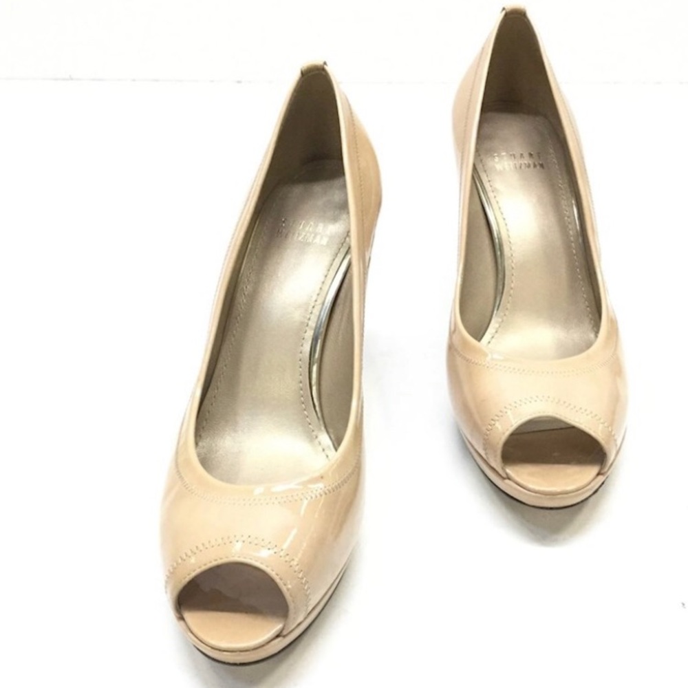 Stuart Weitzman Nude Peep Toe Pumps - Picture 3 of 11